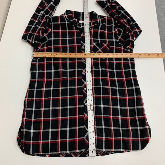 J Jill Shirt Womens Petite Large Multi Plaid Double Cloth Pearl Button Up Tunic - Picture 7 of 15